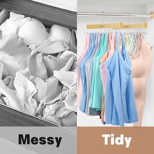 Belt & Bra Organizer for Closet - Tie Rack With 22 Rotatable Hooks, Stackable Space Saving Hanger for Women/Men, Tank Top Organizer, 3pcs - Image 2