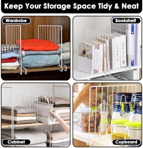 Shelf Dividers, 8 Pack Closet Organizers and Storage, Metal Closet Dividers Shelf Organizer for Wood Shelves, Linen Closet Organization Separators for Purse Handbag Sweater Clothes Wardrobe Cabinet - Image 7