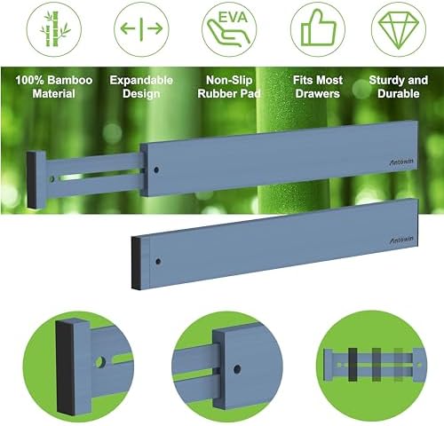ANTOWIN Expandable Bamboo Drawer Dividers, Fits 17.6-21.6" Drawers - Image 2