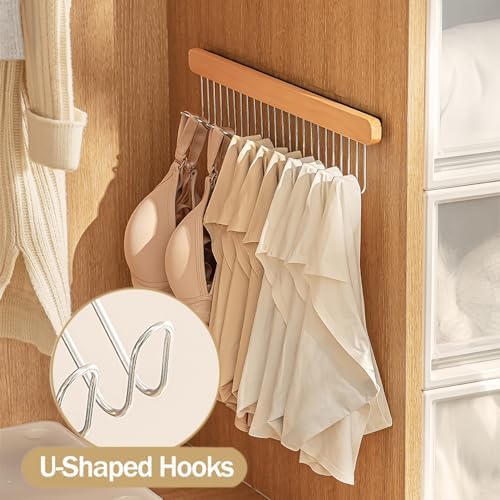 Pull Out Belt Rack for Closet, Sliding Hooks Hanger Rack for Bras Ties Tank Top Scarf Jewelry, Space Saving Organizr for Wardrobe Cabinet, Left & Right Side 8 Hooks Rail, 2 Pcs - Image 3
