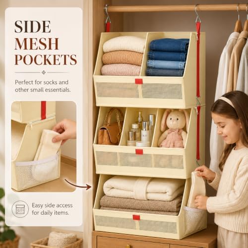 Hanging Closet Clothes Organizers and Storage Detachable 3 Tier Wider - Image 4