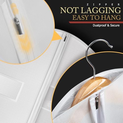 Hleelomi 1 Pack 40-in Garment Bag for Hanging Clothes Suit Bag White - Image 6