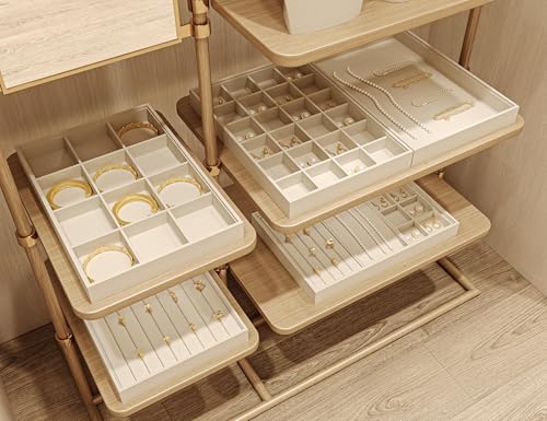 Oirlv Stackable Jewelry Tray,Linen Jewelry Organizer for Drawer - Image 3