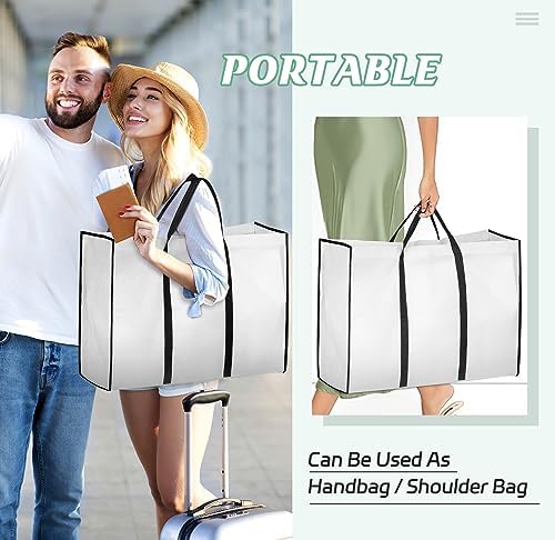 MISSLO 65" Wedding Dress Garment Bag with Bride Tote Bag 6'' Gusseted Dress Bags for Gowns Long 4 Pockets Wedding Dress Storage Bag for Women, White - Image 3