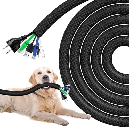 AGPTEK Cable Sleeve, 10ft - 1.2 inch Dog Cat Cord Protector for Pets, Black by AGPTEK