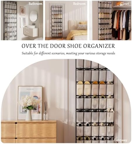 homyfort Over the Door Shoe Organizer, 40 Large Breathable Mesh Pocket,Space Saving Hanging Shoe Rack,Shoe Storage Holder for Entryway Bedroom Closet - Image 5