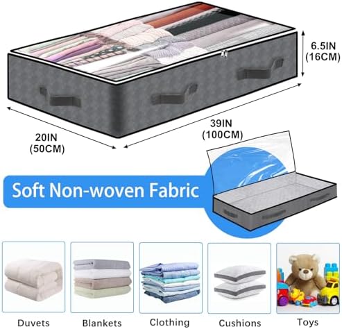 BiCINE 4 Pack Under Bed Storage, 90L Foldable Closet Containers Organizers - Image 2