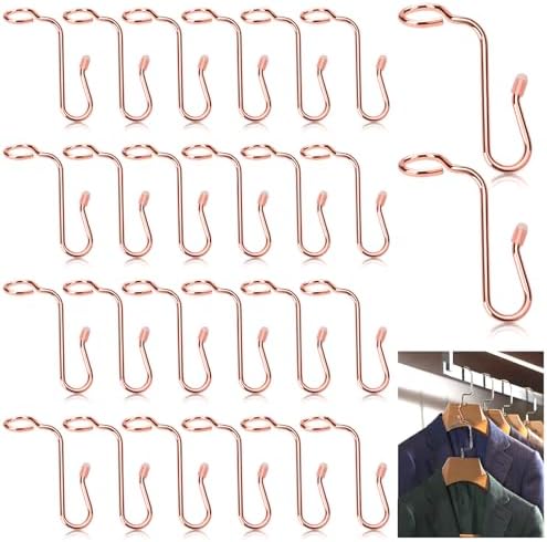 Sankoly 50 Pieces Hanger Connector Hooks Metal Hanger Extender Hooks Stable Clothes Hangers Connector for Different Clothes Hangers, 8.7 mm/0.34 Inch Hole Diameter,Rose Gold by Sankoly