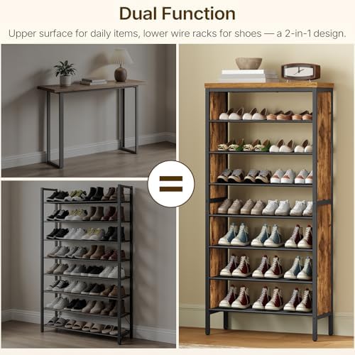 YATINEY 8-Tier Tall Shoe Rack, Large Shoe Storage Organizer for Closet - Image 5