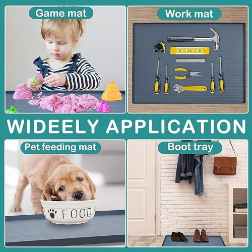 URMONA Waterproof Silicone Under Sink Mat 31'' x 19'' Shelf Liner for Kitchen and Bathroom, Cabinet and Counter Protector, Storage and Organizers, Litter Mat, Pet Cat Puppy Essentials(Black) - Image 6