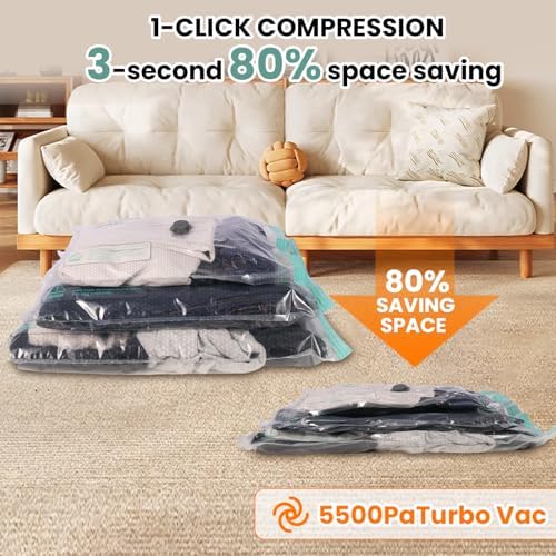20 Pack Vacuum Storage Bags for Travel with Rechargeable Cordless Pump, Compression Packing Bags for Carry-On Luggage, Bedding & Home Storage, Space Saver Bags for Clothing Clothes, 3 Size - Image 5
