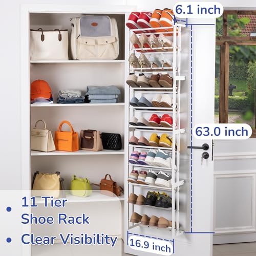 HUXOR Over The Door Shoe Organizer, 11-Tier Hanging Shoe Organizer, White - Image 2