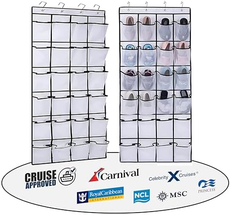 Cruise Cabin Over Door Organizer for Shoes, Toiletries and Accessories – 24 Pockets – Tested on All Cruise Lines such as Carnival, Royal Caribbean, Celebrity, Norwegian etc – Cruise Essentials by AnchorsUp-CruiseEssentials