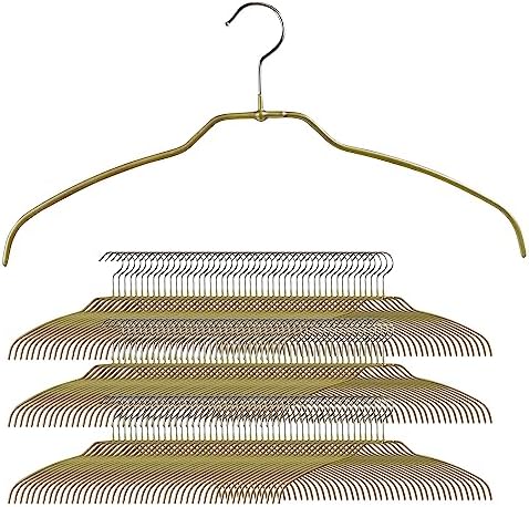 Mawa by Reston Lloyd Silhouette Ultra-Thin Series, Non-Slip Space Saving Shirt Hanger, Style 42/FT, Gold, Pack of 180 by Mawa