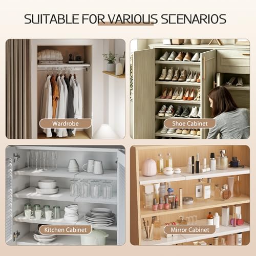 BAOYOUNI Adjustable Closet Shelf Dividers 11.81 in Wide No Drill Off-White - Image 6
