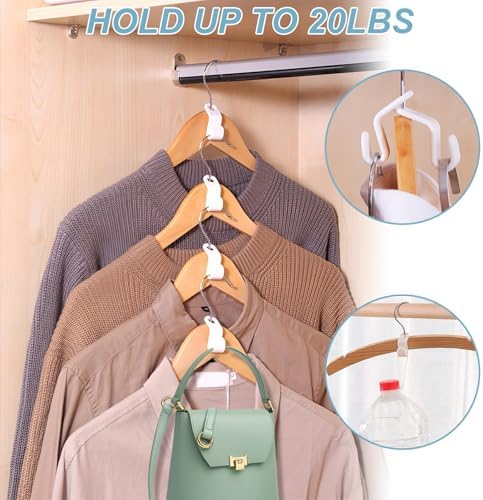 50 PCS Hanger Connector Hooks - 2024 New Space Saving Hangers for Closet Organizers and Storage Hangers Hooks,Hanger Clips Plastic Hangers for College Dorm Room Essentials (White) - Image 4