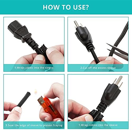 ZhiYo Cable Sleeve, 20ft, 1/4 inch, Black - Image 6
