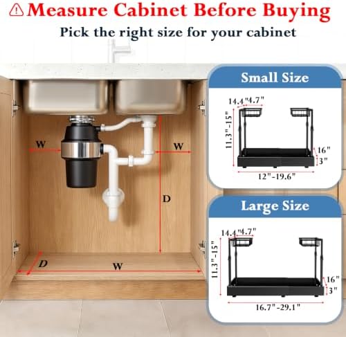Under Sink Organizer, 2-Tier Slide Out kitchen Storage Metal Shelf, Black - Image 2