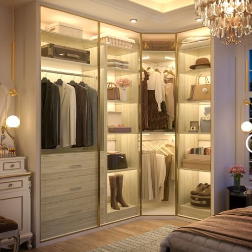 Besiost Corner Closet System with 3 Drawers, Corner Closet Organizer System - Image 3