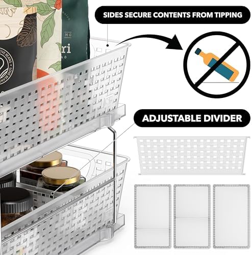 Simple Houseware 2 Tier Pull-Out Sliding Drawer Under Sink Storage, Clear - Image 4