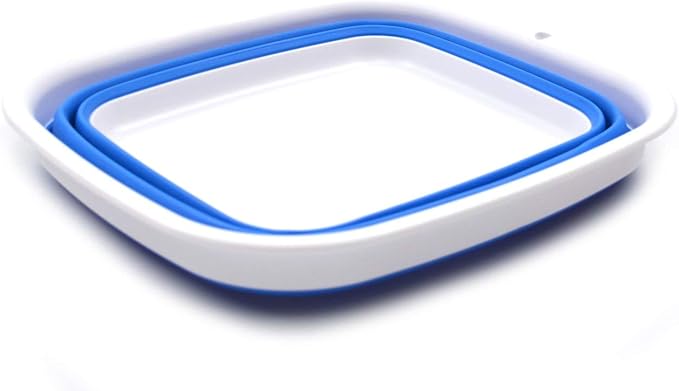 SAMMART 7.7L (2 Gallon) Collapsible Tub - Foldable Dish Tub - Portable Washing Basin - Space Saving Plastic Washtub (Blue, S)