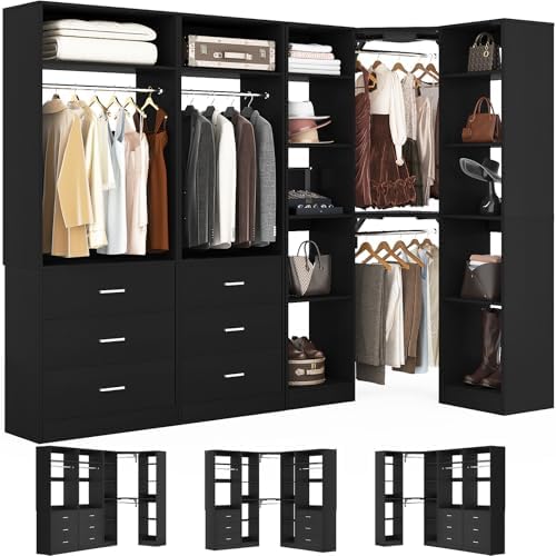 Besiost Corner Closet System with 6 Drawers, Corner Closet Organizer System by Besiost