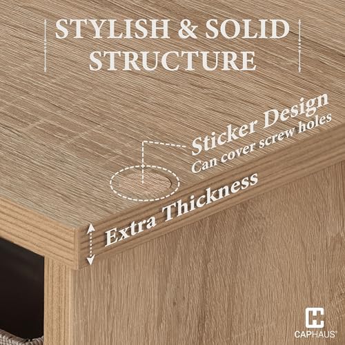 CAPHAUS Sturdy Room 11-Inch Cube Storage Organizer Shelf, with Thick Exterior Edge, Storage Shelf Divider w/Back, Bookcase, 9-Cube, Natural Oak - Image 5