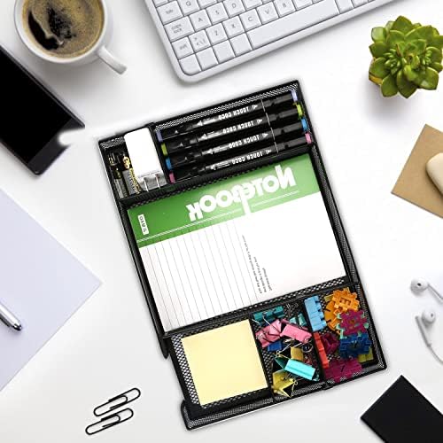 Desk Drawer Organizer Tray with Adjustable Compartments, 6 Grid Metal Mesh Drawer, Multi-use Desk Organizer Storage Box Set for Office,Home,School Supplies, 12.6X9X1.9 inch - Image 5