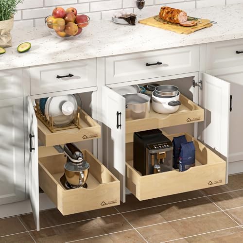 WelFurGeer Soft Close Pull Out Drawers for Kitchen Cabinets, 26" W x 21" D Pull Out Cabinet Organizer, Cabinet Drawers Slide Out, Slide Out Drawers for Kitchen Cabinets, Cabinet Pull Out Shelves - Image 2
