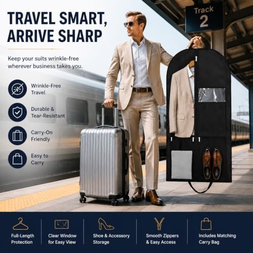 2 Pack Garment Bag, Closet Storage Garment Bag Carry On with Shoe Pocket - Image 6