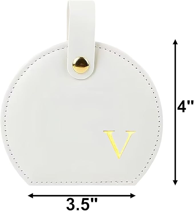 Travel Jewelry Case,Personalized Jewelry Box,Elegant Half-Moon Design with Personalized Golden Initial Case,Personalized Gifts for Women,Jewelry organizer;Personalized Gifts for Women or Friends(V)