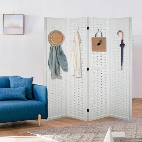 Pegboard Room Divider Freestanding Wood Room Partition Divider - Image 6