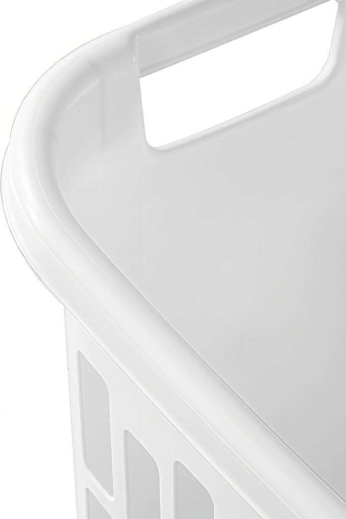 1.8 Bushels Capacity (63.4L) 3-Pack Tall & Slim Open Heavy-Duty Plastic Laundry Hamper with Reinforced Handles for Easy Clothes Transport, Ideal for Closets, Dorm, Laundry Room & Bathroom, White