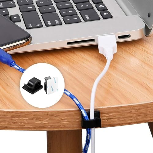 150 PCS Adhesive Cable Wire Clips Black, Outdoor Cable Management Wire Organizer Cord Holder for Under Desk, Car, Wall, TV PC Ethernet Cable (Black) - Image 4