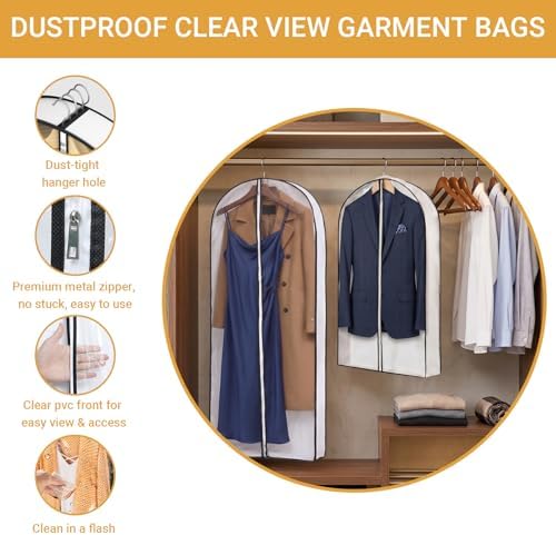 6 Pack 60" Clear Double-Sided Garment Bag with Zipper 24x60x4 Inch - Image 7