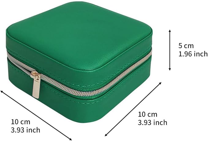 TRODANCE Jewelry Travel Case with Mirror,Small Travel Jewelry Organizer, Portable Jewelry Box Travel Mini Organizer Portable Display Storage Box For Rings Earrings Necklaces (Green)