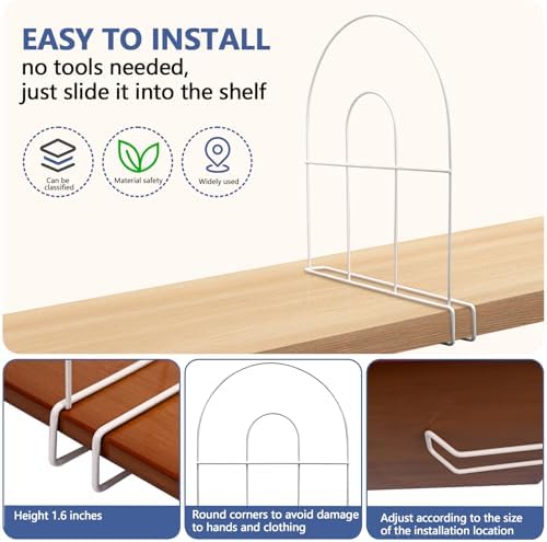 12-Pack 12" Tall Metal Shelf Dividers for Wood Closet Shelves - Image 5