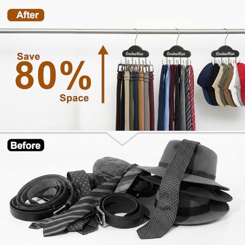 Belt Organizer, Tie Rack with 8 Hooks,Belt Hanger (Black,2 Pcs) - Image 3