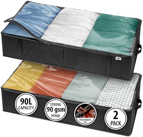 StorageExpert Under Bed Storage Containers, Closet Organizer, Black, 2 Pack by StorageExpert