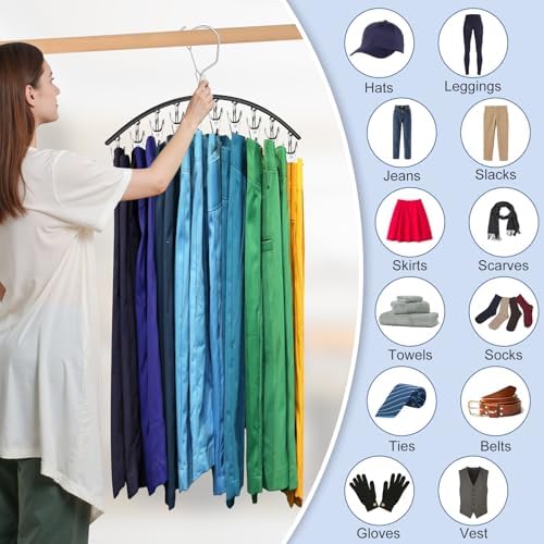 3 Pack Skirt Pants Hangers with Clips, Legging Organizer for Closet, Black - Image 3