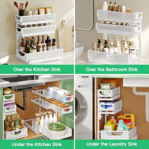 Under Sink Organizer, 1-Pack 3-Tier Pull Out Cabinet Organizers and Storage - Image 7