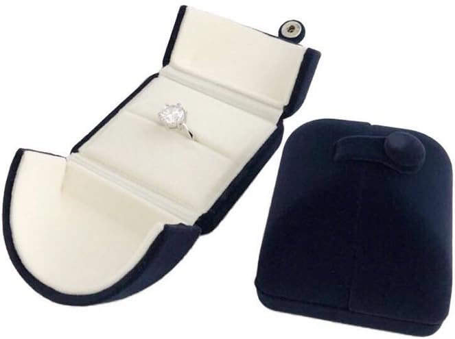Elegant Blue Velvet Ring Box for Engagement Wedding Birthday Anniversary Valentine's Day Present Gift Luxurious Jewelry Case Storage Display Packaging Shows (Jewelry is not included)