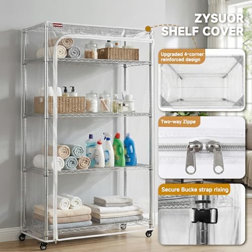 Clear PVC Wire Rack Cover, Fits 36" W x 18" D x 72" H Shelving Unit - Image 2