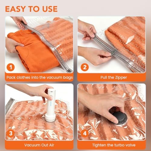 Vacuum Storage Bags with Electric Pump,15 Pack 4 Sizes Thickened Space Saver Bags,Airtight Leak-Proof Compression Bags for Clothes,Comforters,Blankets,Bedding,Reusable Closet Organizer for Home Travel - Image 4