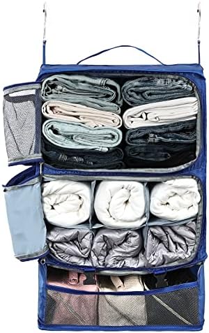 Surblue Hanging Shelves Travel Storage Bag Compression Packing Cube for Suitcase Portable Closet Organizer Collapsible with Extension Layer Large Capacity,Blue,XXL by SURBLUE