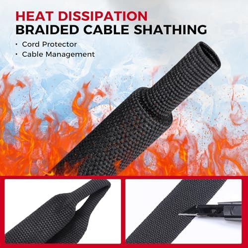 2 in 1 Heat Shrink Braided Sleeving Fabric Tubing 3/8"-60FT - Image 6