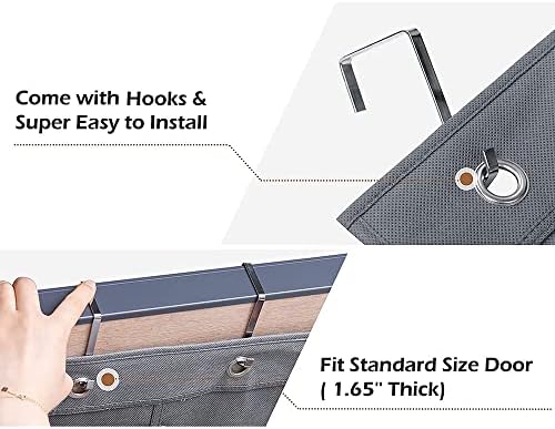 Over The Door Hanging Shoe Organizer Shoe Rack Hanger 24 Large Fabric Pockets Holder with 4 Sturdy Hooks (GREY) - Image 4