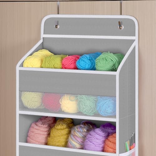 Univivi Fabric Over Door Hanging Organizer for Baby Nursery, Grey, 6-Shelf - Image 4