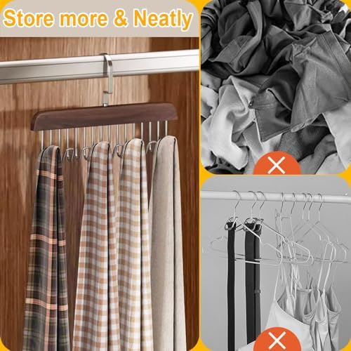 Belt Hangers for Men - 2 Pack Belt Organizer for Closet with 16 Metal Hooks Bra Organizer for Closet - Non-Slip Belt Holder for Closet Space Saving Belt Holder Belt Rack for Closet Brown - Image 4