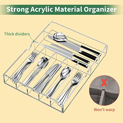NIUBEE Acrylic Utensil Silverware Tray for Drawer, Clear Cutlery Organizer - Image 2